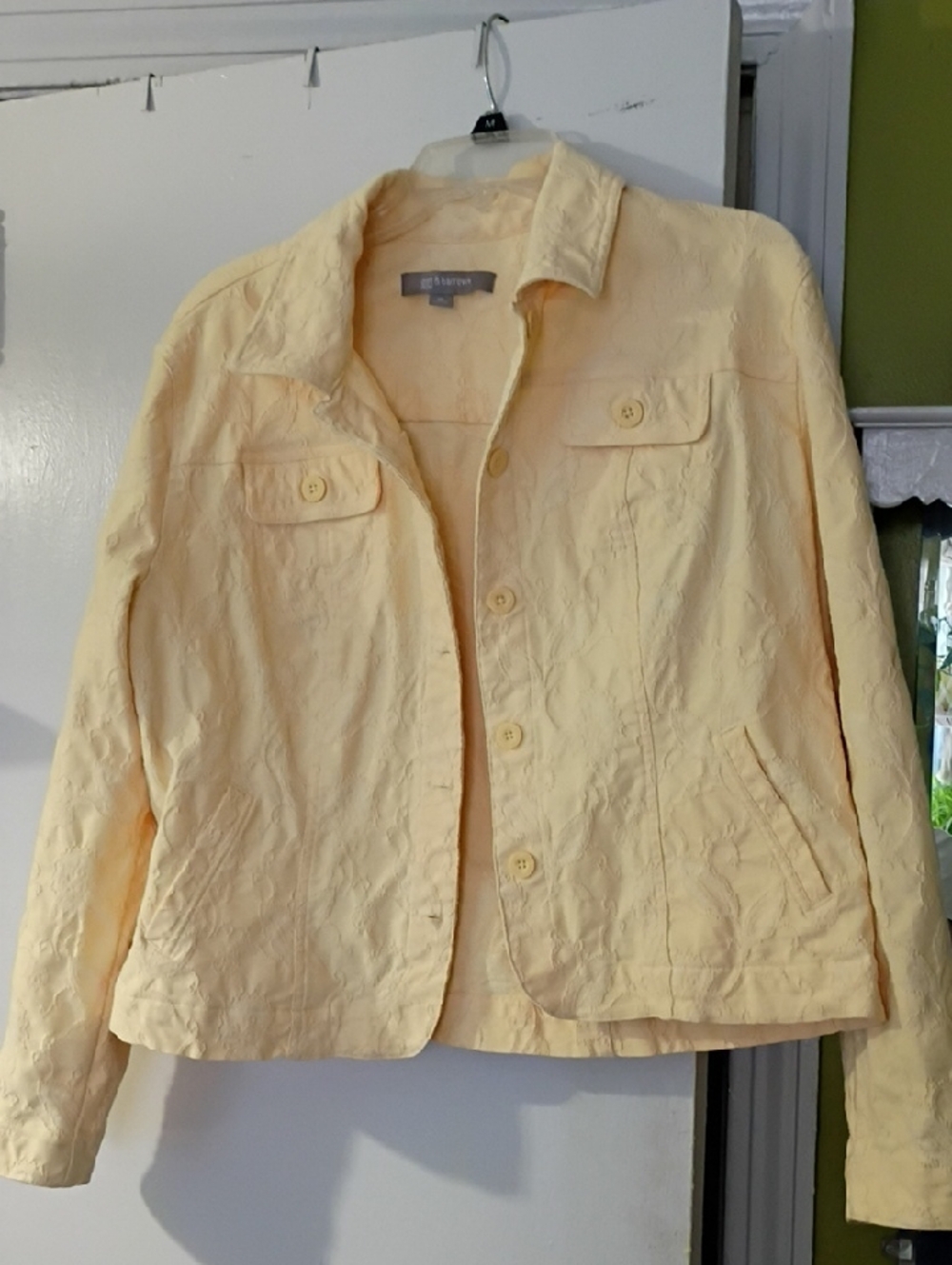 Liz Claiborne Pale Yellow Button-Front Jean Jacket